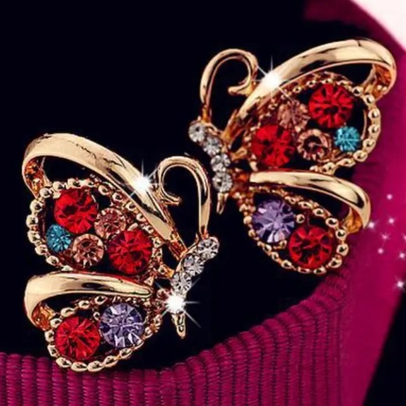 Cubic Zirconia Butterfly Earrings - Picture 2 of 3